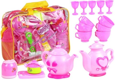 Zestaw Naczyń w Torbie 31 Elementów Różowe