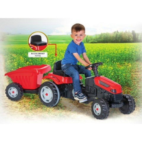 WOOPIE Traktor MAX na pedały z przyczepą czerwony