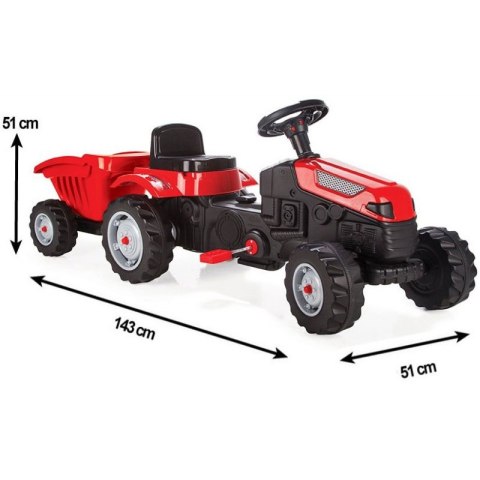 WOOPIE Traktor MAX na pedały z przyczepą czerwony