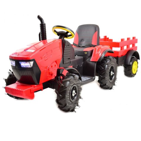 MEGA TRAKTOR Z PRZYCZEPĄ, KOŁA POMPOWANE, MIĘKKIE SIEDZENIE, PILOT/TT990D