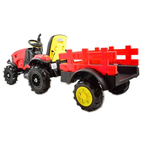 MEGA TRAKTOR Z PRZYCZEPĄ, KOŁA POMPOWANE, MIĘKKIE SIEDZENIE, PILOT/TT990D