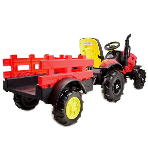 MEGA TRAKTOR Z PRZYCZEPĄ, KOŁA POMPOWANE, MIĘKKIE SIEDZENIE, PILOT/TT990D