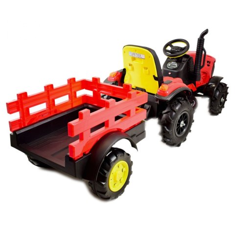 MEGA TRAKTOR Z PRZYCZEPĄ, KOŁA POMPOWANE, MIĘKKIE SIEDZENIE, PILOT/TT990D