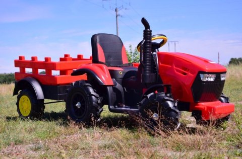 MEGA TRAKTOR Z PRZYCZEPĄ, KOŁA POMPOWANE, MIĘKKIE SIEDZENIE, PILOT/TT990D