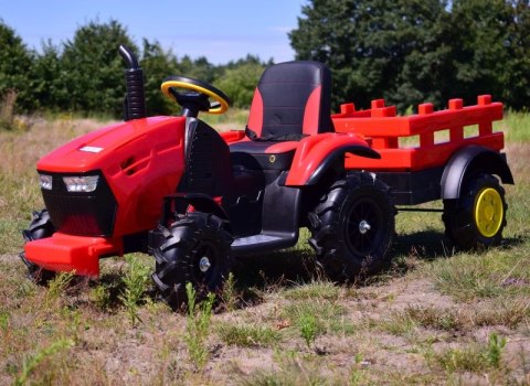 MEGA TRAKTOR Z PRZYCZEPĄ, KOŁA POMPOWANE, MIĘKKIE SIEDZENIE, PILOT/TT990D