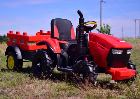 MEGA TRAKTOR Z PRZYCZEPĄ, KOŁA POMPOWANE, MIĘKKIE SIEDZENIE, PILOT/TT990D