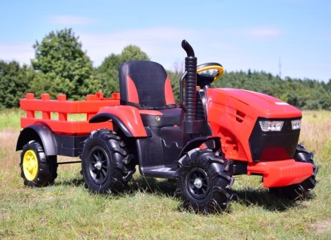 MEGA TRAKTOR Z PRZYCZEPĄ, KOŁA POMPOWANE, MIĘKKIE SIEDZENIE, PILOT/TT990D