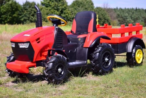 MEGA TRAKTOR Z PRZYCZEPĄ, KOŁA POMPOWANE, MIĘKKIE SIEDZENIE, PILOT/TT990D