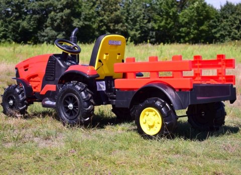 MEGA TRAKTOR Z PRZYCZEPĄ, KOŁA POMPOWANE, MIĘKKIE SIEDZENIE, PILOT/TT990D