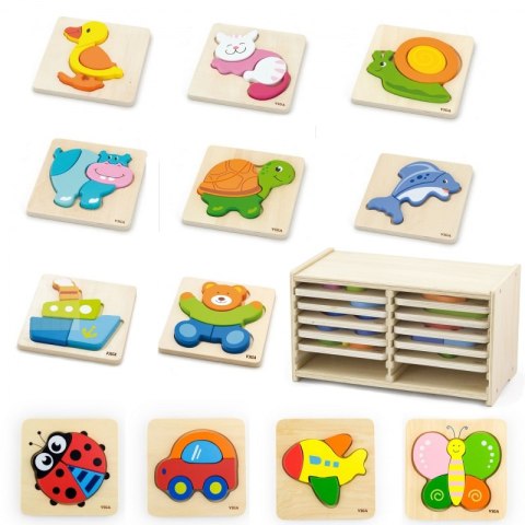 Viga Toys Puzzle drewniane 12 plansz