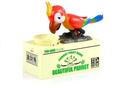 Skarbonka Papuga Zjada Monety Nauka Oszczędzania Czerwona