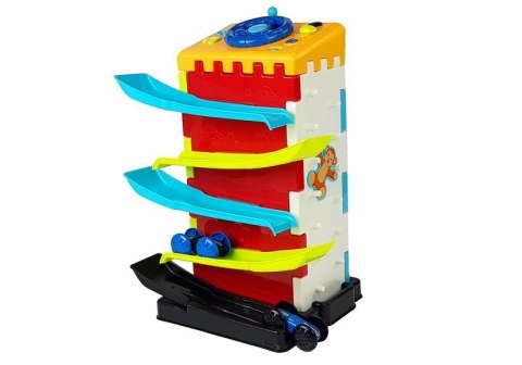 Zjeżdżalnia Blok Tor Edukacyjny z Autkami Sorter Światła Dźwięki