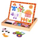 TOOKY TOY Drewniana Tablica Dwustronna Puzzle Układanka Magnetyczna Farma