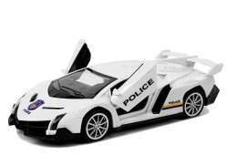 Auto Sportowe z Napędem Frykcyjnym Dźwięki Policyjne Białe