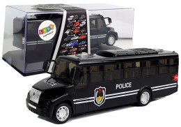 Autobus Policja Czarny z Napędem Frykcyjnym Na Baterie Dźwięk