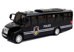 Autobus Policja Czarny z Napędem Frykcyjnym Na Baterie Dźwięk