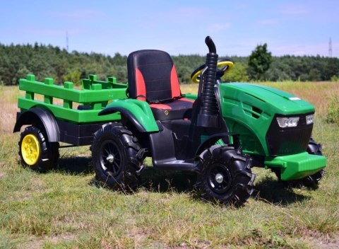 MEGA TRAKTOR Z PRZYCZEPĄ, KOŁA POMPOWANE, MIĘKKIE SIEDZENIE, PILOT, NOWOCZESNY PANEL, FUNKCJA BUJANIA/TT990D