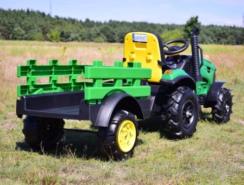 MEGA TRAKTOR Z PRZYCZEPĄ, KOŁA POMPOWANE, MIĘKKIE SIEDZENIE, PILOT, NOWOCZESNY PANEL, FUNKCJA BUJANIA/TT990D