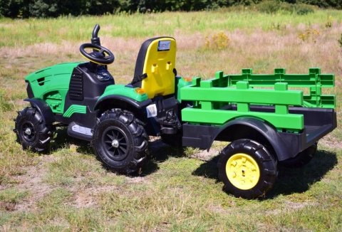 MEGA TRAKTOR Z PRZYCZEPĄ, KOŁA POMPOWANE, MIĘKKIE SIEDZENIE, PILOT, NOWOCZESNY PANEL, FUNKCJA BUJANIA/TT990D