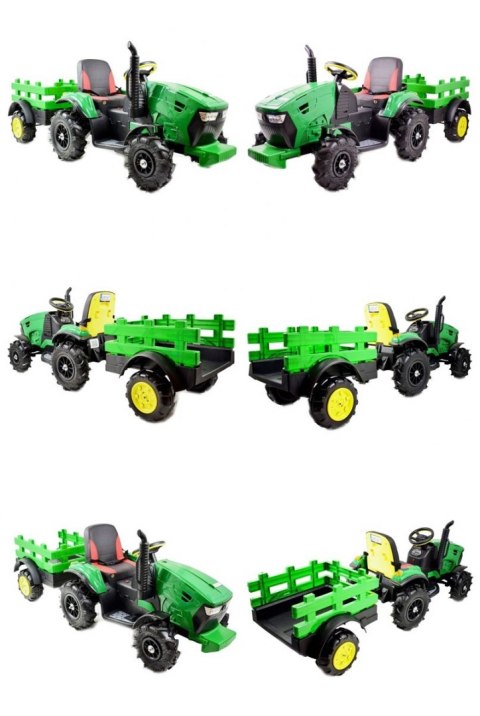 MEGA TRAKTOR Z PRZYCZEPĄ, KOŁA POMPOWANE, MIĘKKIE SIEDZENIE, PILOT, NOWOCZESNY PANEL, FUNKCJA BUJANIA/TT990D
