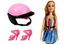 Zestaw Lalka Ze Skuterem Kask Długie Włosy Różowy