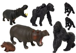 Zestaw Figurek Zwierzęta Safari Hipopotamy Goryle