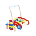 TOOKY TOY Drewniany Chodzik Pchacz dla Dzieci + Klocki 33 el.