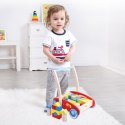 TOOKY TOY Drewniany Chodzik Pchacz dla Dzieci + Klocki 33 el.