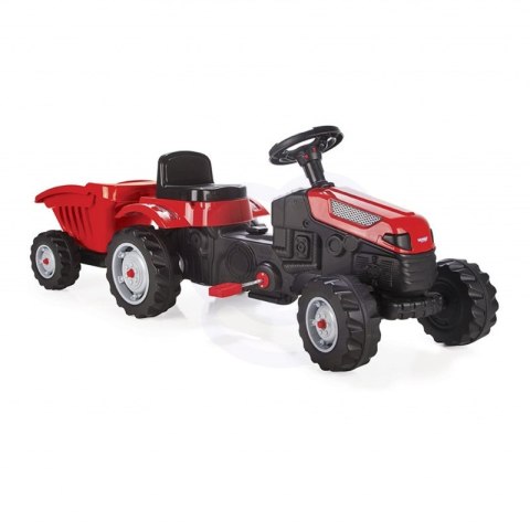WOOPIE Traktor MAX na pedały z przyczepą czerwony