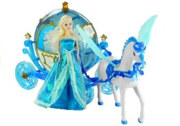 Zestaw Lalka w Karocy Koń do Czesania Niebieska