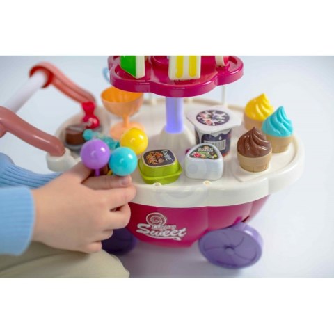 WOOPIE Sklep Wózek z Lodami Słodyczami Dźwięk Światło + 36 Akc