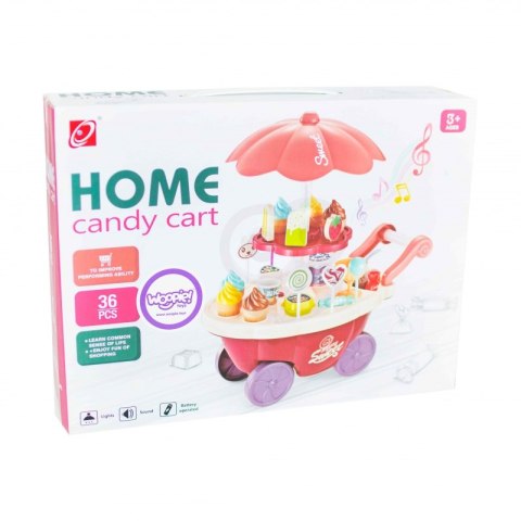 WOOPIE Sklep Wózek z Lodami Słodyczami Dźwięk Światło + 36 Akc