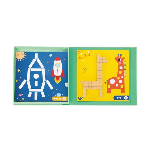 Tooky Toy Układanka Gra Logiczna Łamigłówki Klocki Magnetyczne dla Dzieci 49 el.