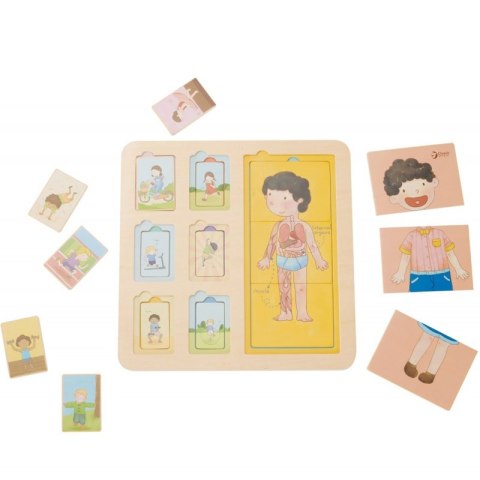 CLASSIC WORLD Tablica Edukacyjna Ciało Ludzkie Układanka Klocki Puzzle dla Dzieci Dopasuj 19 el.