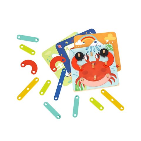 TOOKY TOY Drewniana Układanka Klocki Kołki Wzory Zwierząt do Odtworzenia