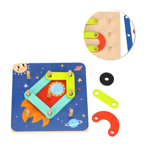 TOOKY TOY Drewniana Układanka Klocki Kołki Wzory Zwierząt do Odtworzenia