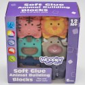 WOOPIE Klocki Sensoryczne Układanka Do Ściskania Dźwięk Zwierzątka 6 el.