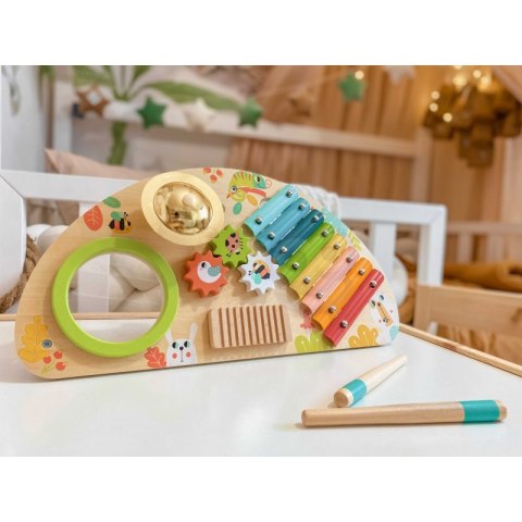 TOOKY TOY Centrum Muzyczne Ksylofon, Zębatki, Tarka, Bębenek, Talerz Pałeczki