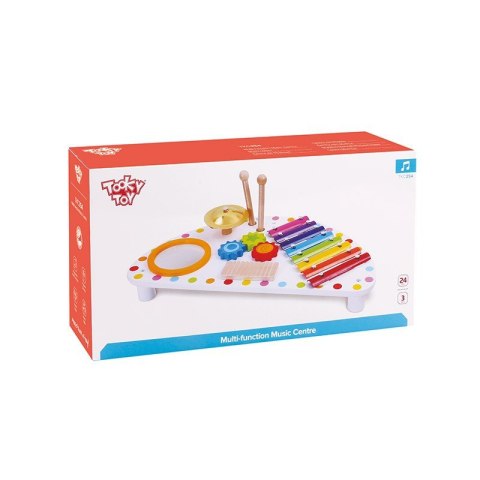 TOOKY TOY Centrum Muzyczne Ksylofon, Zębatki, Tarka, Bębenek, Talerz Pałeczki