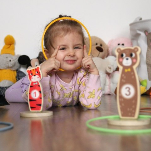 Tooky Toy Drewniana Gra Zręcznościowa Rzut do Celu Zwierzątka 15 el.