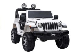 Auto na Akumulator Jeep Rubicon Światła LED MP3 Pilot 4x4 Biały