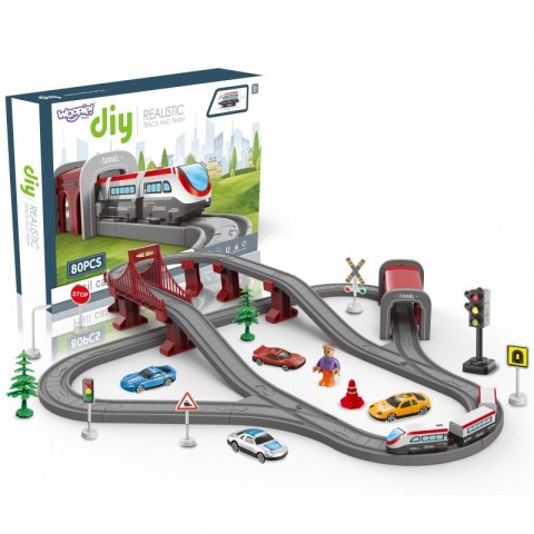 WOOPIE Kolejka Elektryczna Tor Most Tunel 80 el.