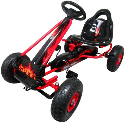 Gokart G3 CZERWONY, pompowane koła, hamulec ręczny