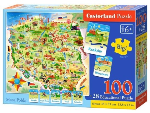 Castorland Mapa Polski 100ele i quiz Puzzle CA0010