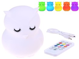 Sowa Silikonowa lampka nocna led + pilot ZA3295