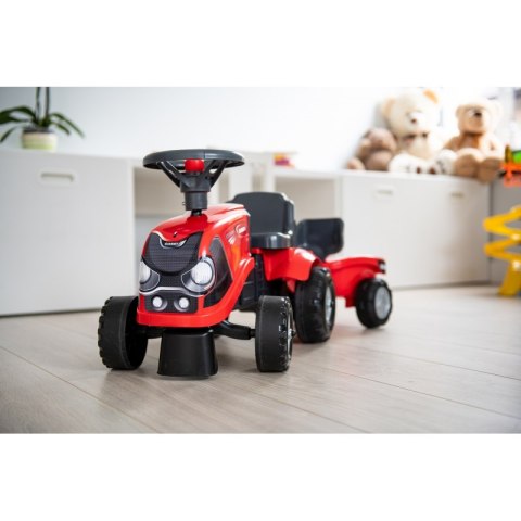 FALK Traktorek Baby Case IH Ride-On Czerwony z Przyczepką + akc. od 12 miesięcy