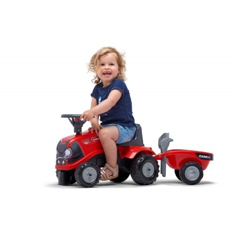 FALK Traktorek Baby Case IH Ride-On Czerwony z Przyczepką + akc. od 12 miesięcy
