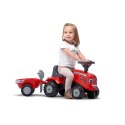 FALK Traktorek Baby Massey Ferguson Czerwony z Przyczepką + akc. Od 12 Miesięcy