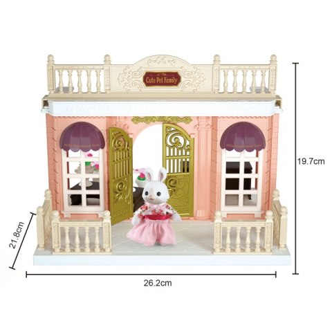 WOOPIE Domek dla Lalek Rodzina Krolików Kwiaciarnia + Figurki 4 szt.