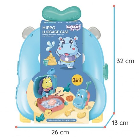 WOOPIE Zestaw do Piasku 3w1 Walizka Hipopotam + Zabawka Wodna